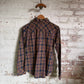 1970s Brown Checkered Dagger Collar Shirt