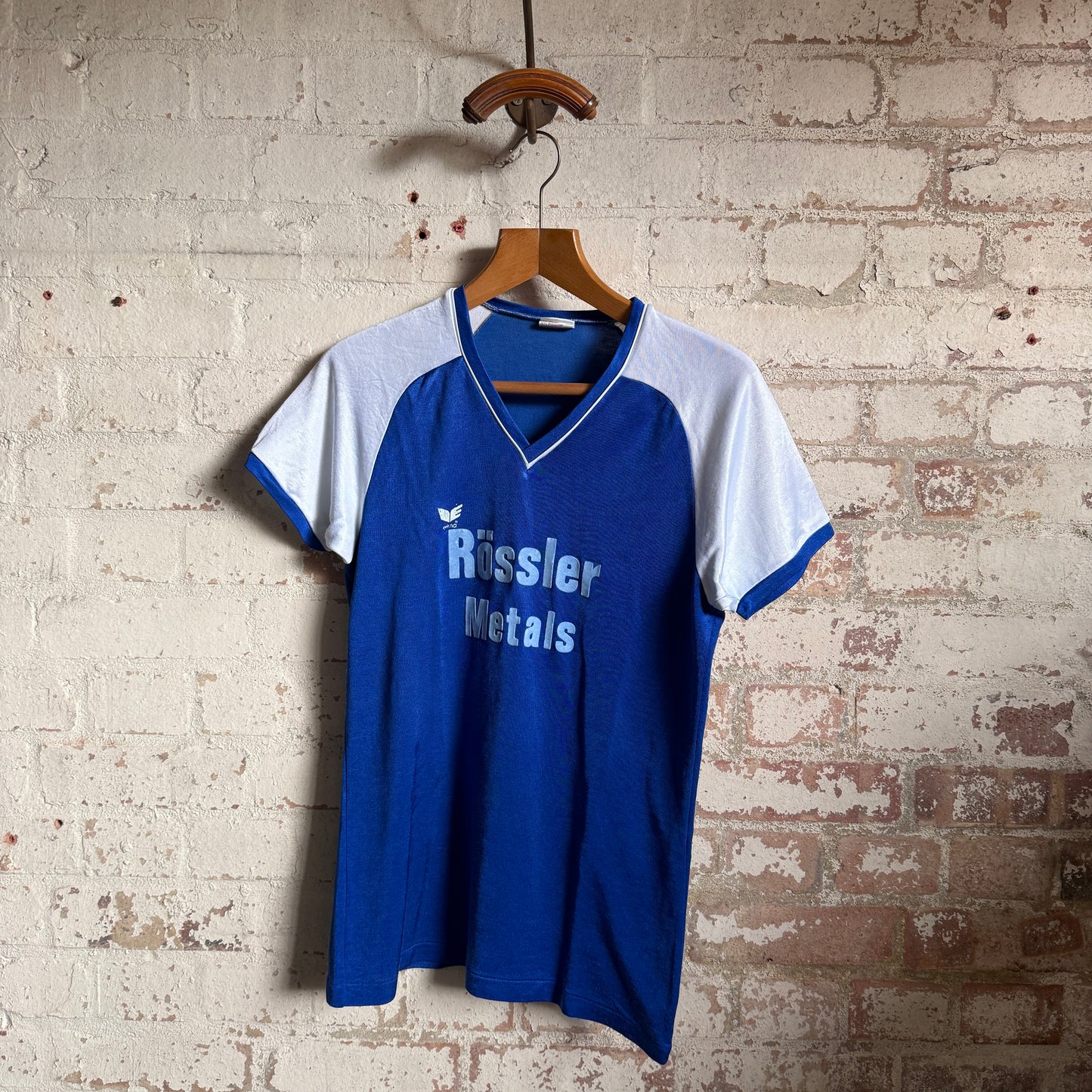 1980s Blue German Football Graphic Template T-Shirt