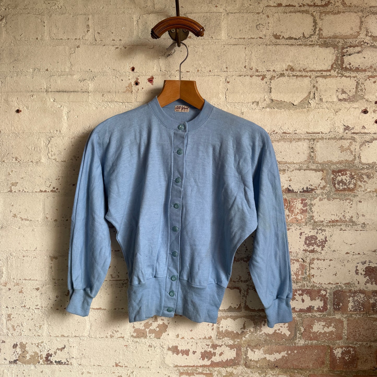 1970s Blue Knitted Button Up Cardigan Jumper