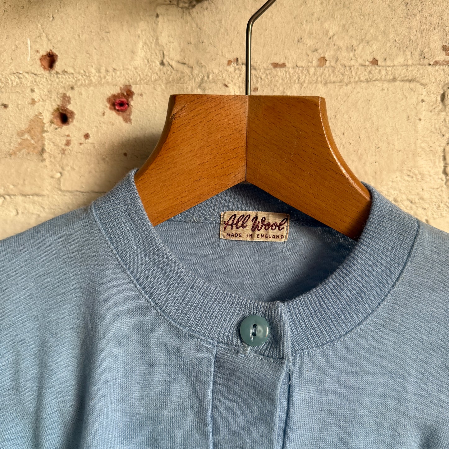 1970s Blue Knitted Button Up Cardigan Jumper