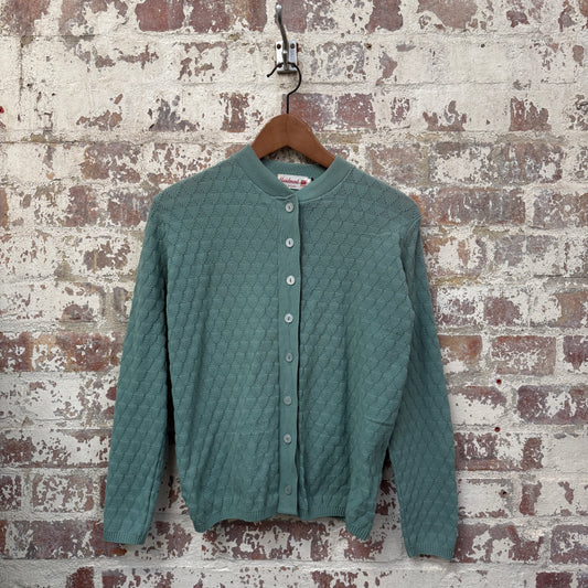 1960s British Shell Print Knitted Cardigan Jumper