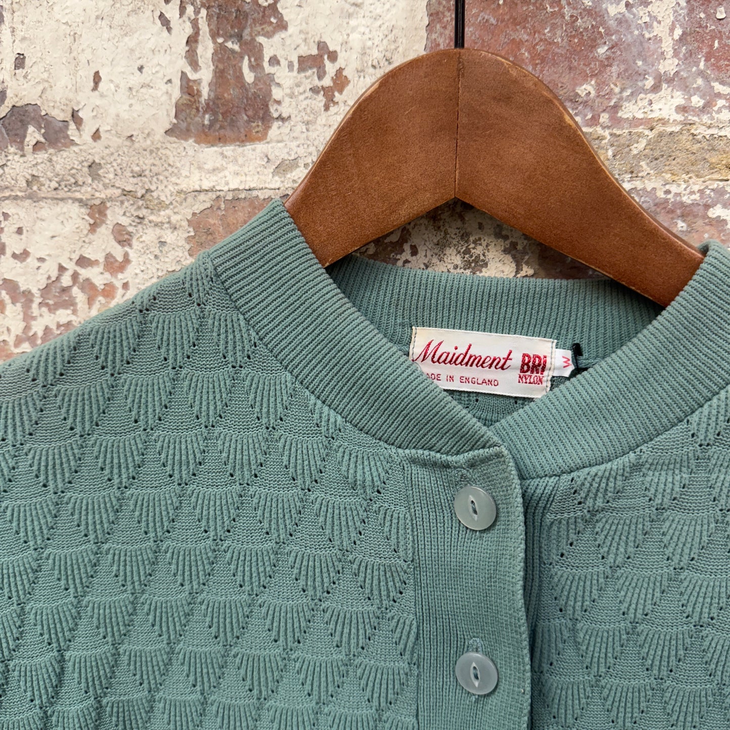 1960s British Shell Print Knitted Cardigan Jumper