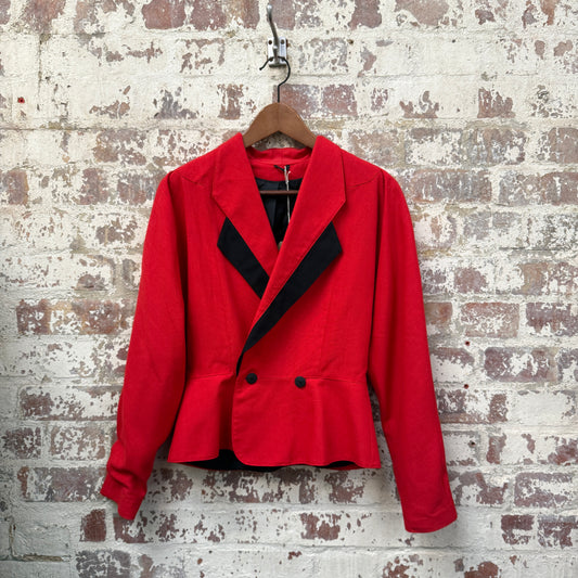 1980s Red Linen Dorothy Perkins Blazer Jacket