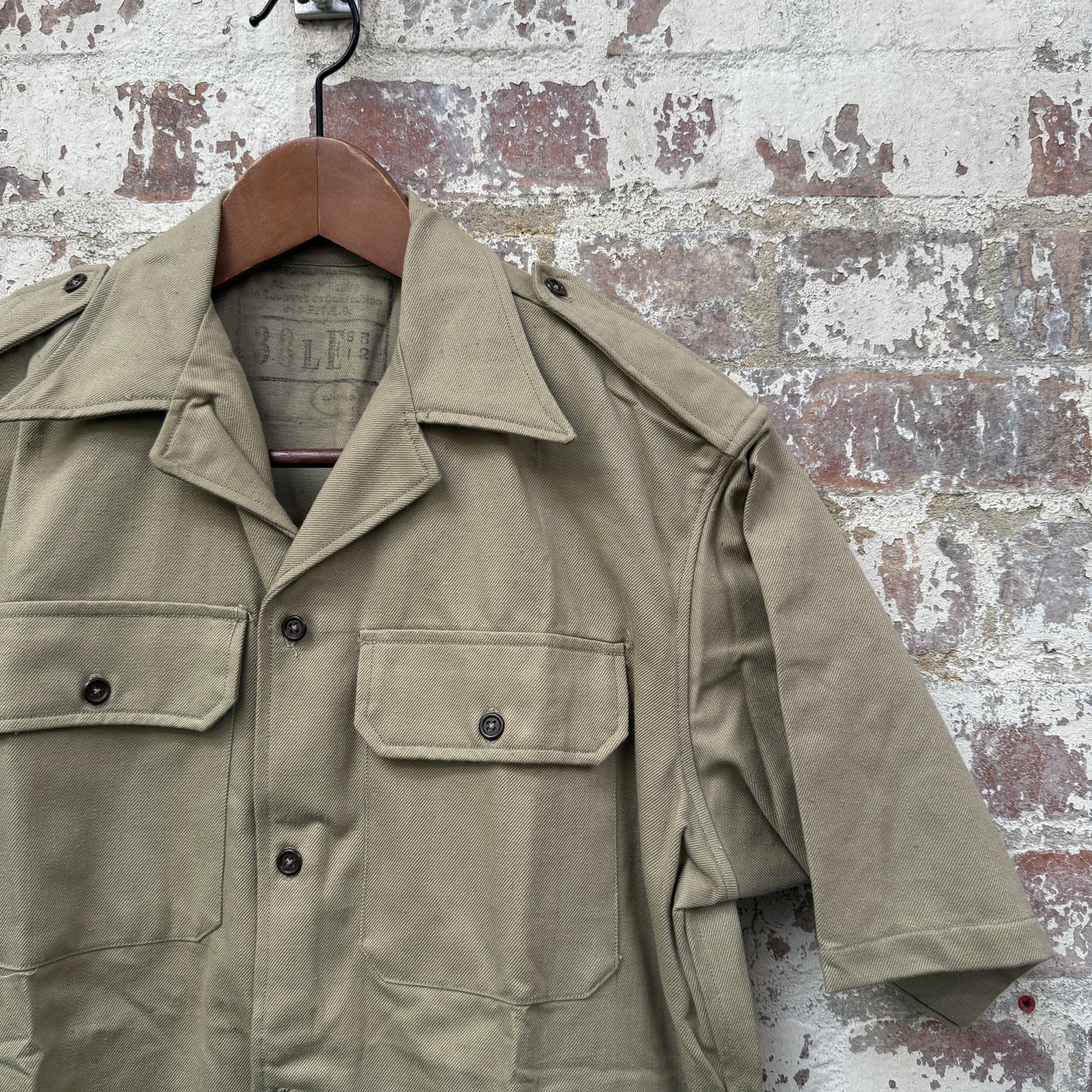 1960s Khaki Italian Military Cotton Button up Shirt