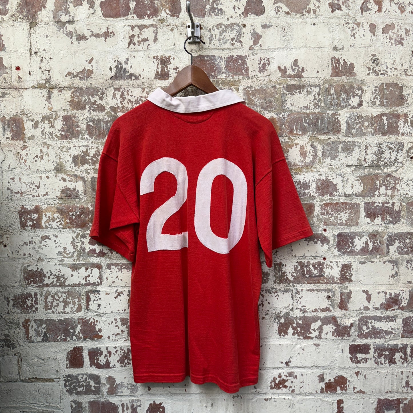 1960s Red Umbro Graphic Rugby Shirt Top