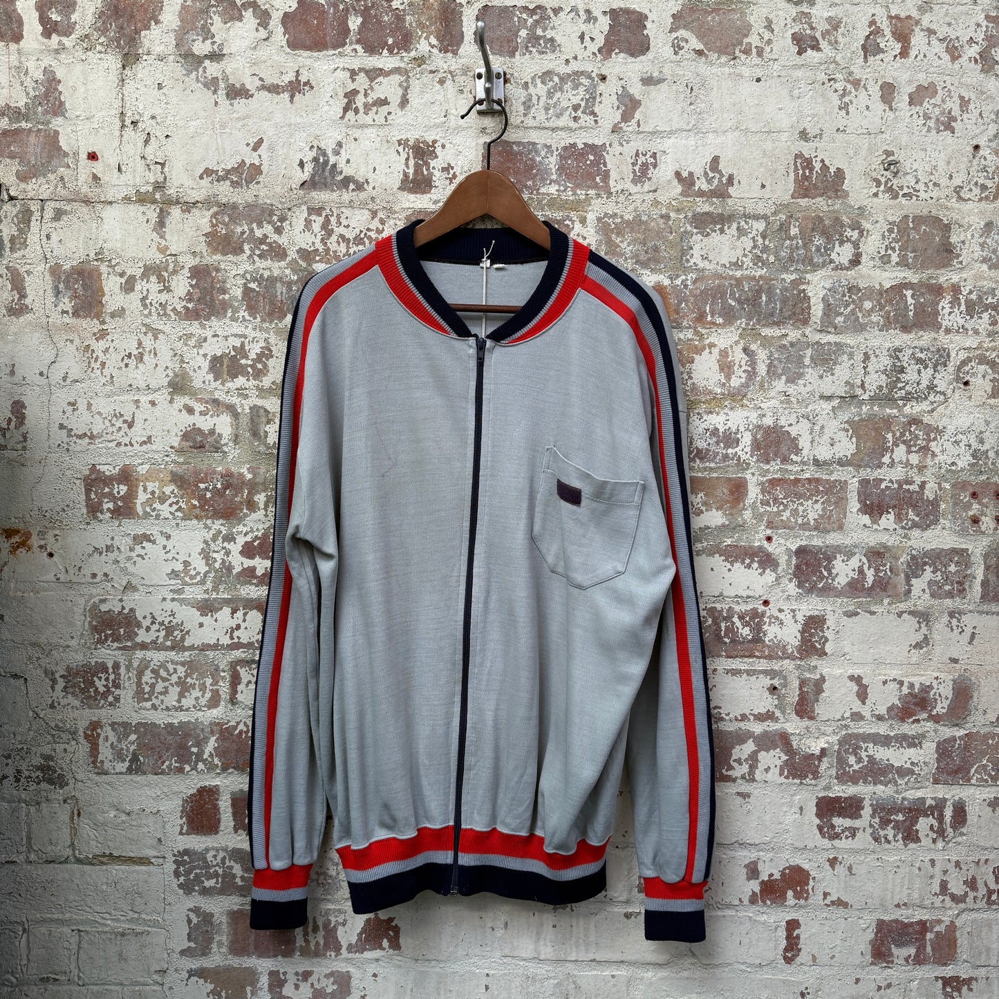 1980s Grey Italian Zip Up Track top