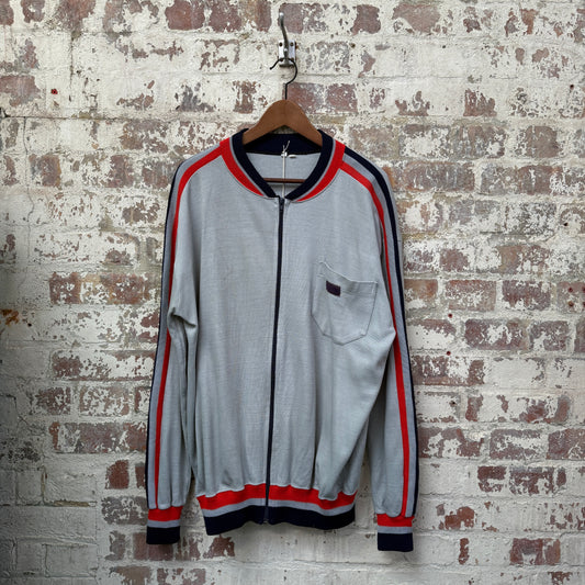 1980s Grey Italian Zip Up Track top
