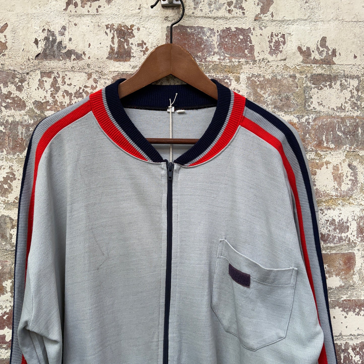1980s Grey Italian Zip Up Track top