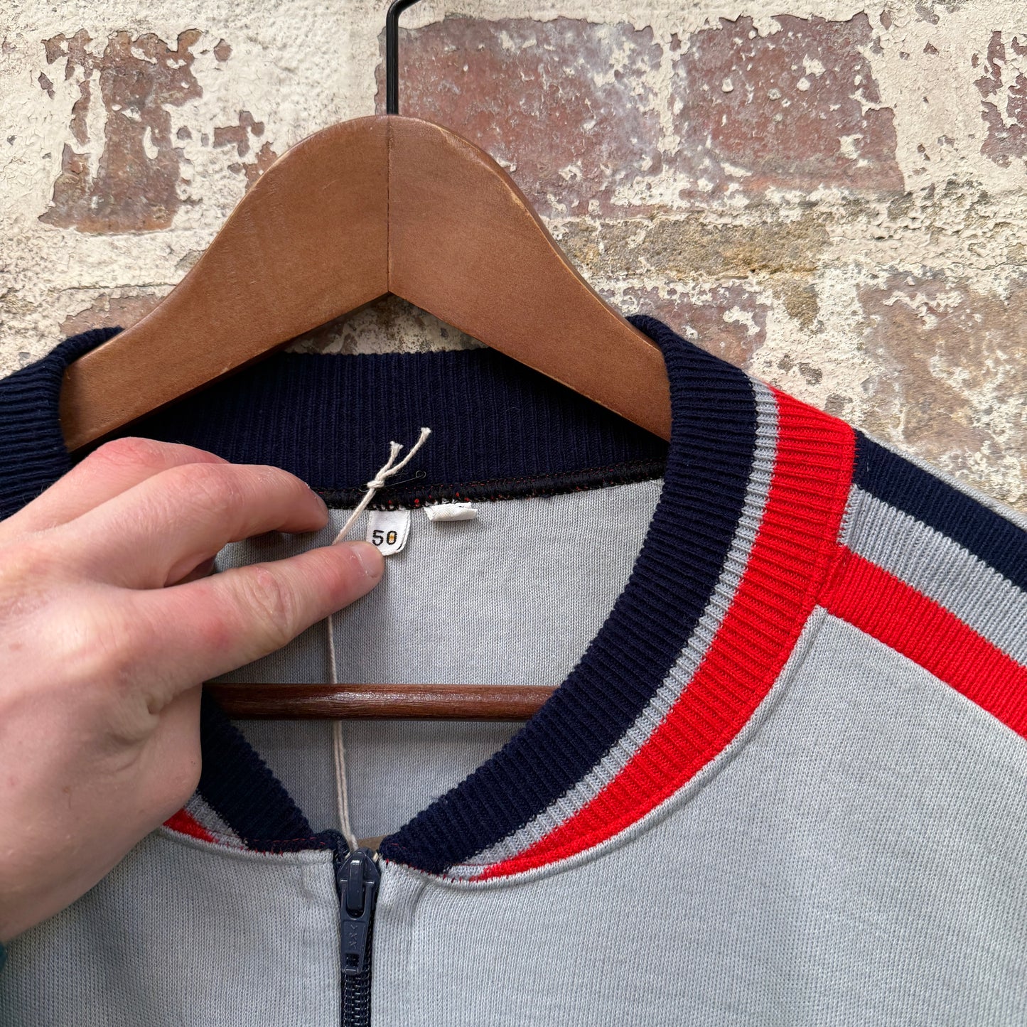 1980s Grey Italian Zip Up Track top