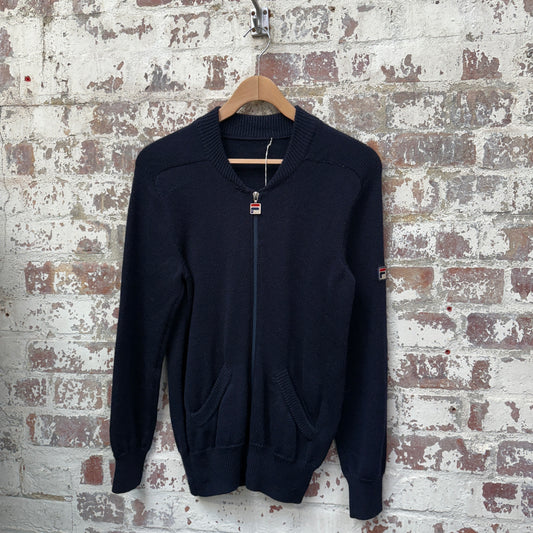 1980s Navy Fila Wool Knitted Track top Jumper