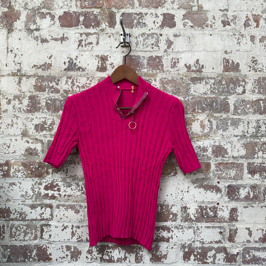 1970s Pink Knitted Zip Shirt