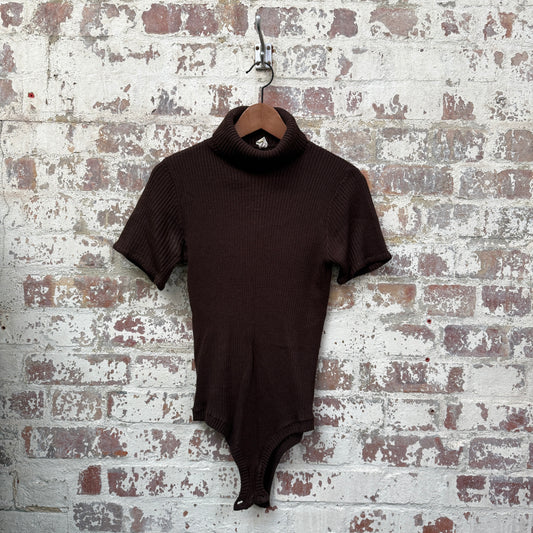 1970s Brown Knitted Body Suit