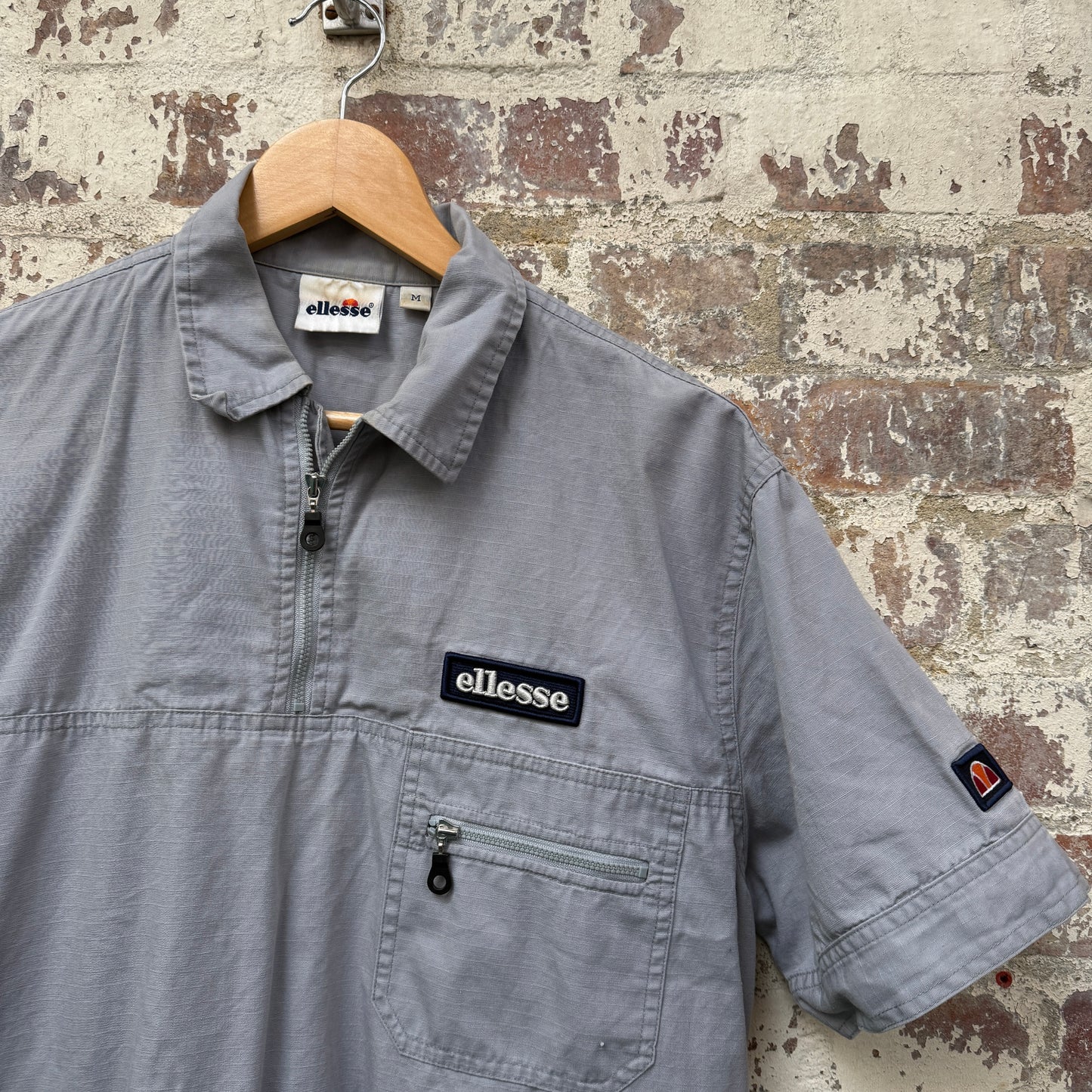 1990s Grey Ellesse Zip Shirt Top