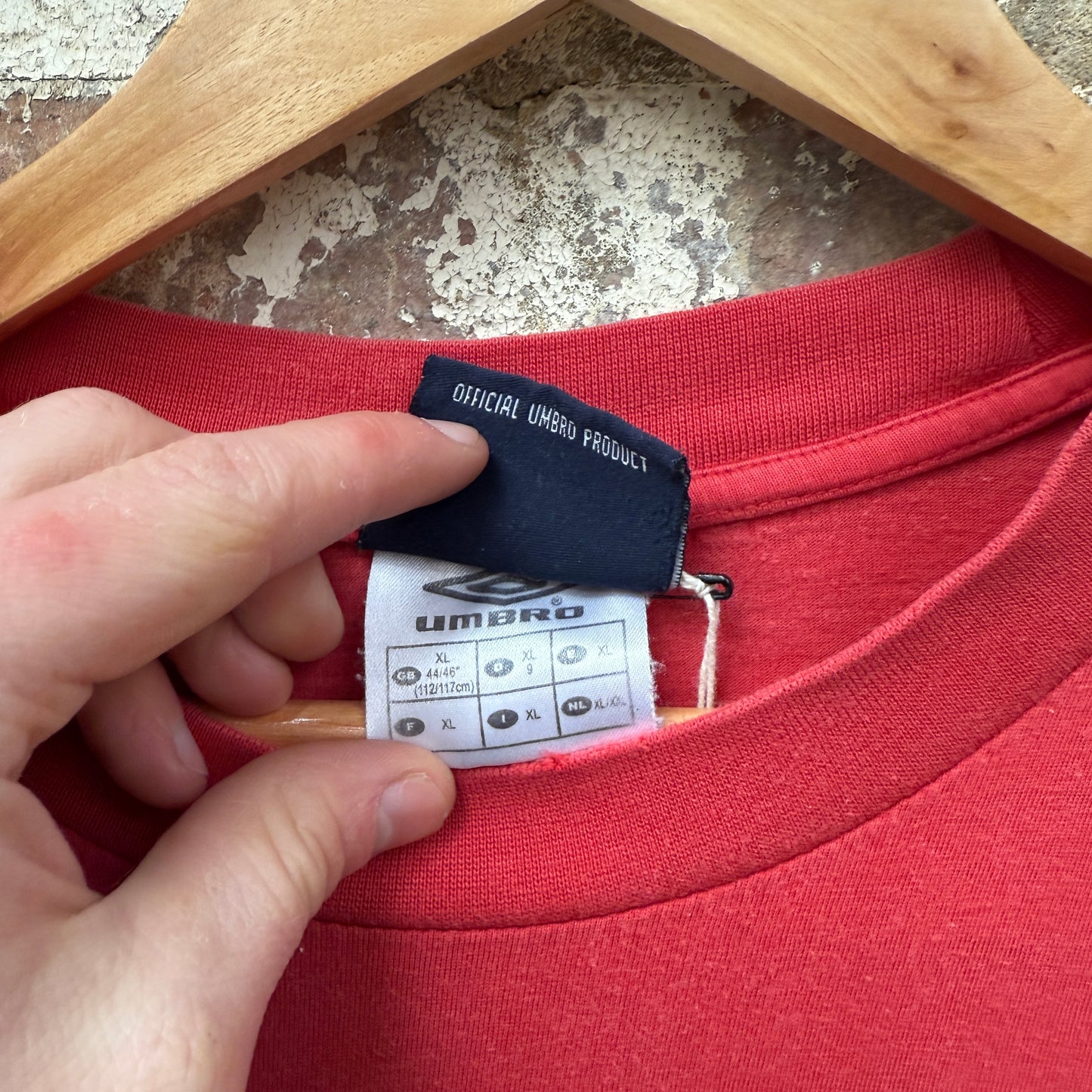 1990s Red Umbro Cotton T-Shirt