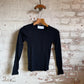 1970s Black Long Sleeve Blank Top