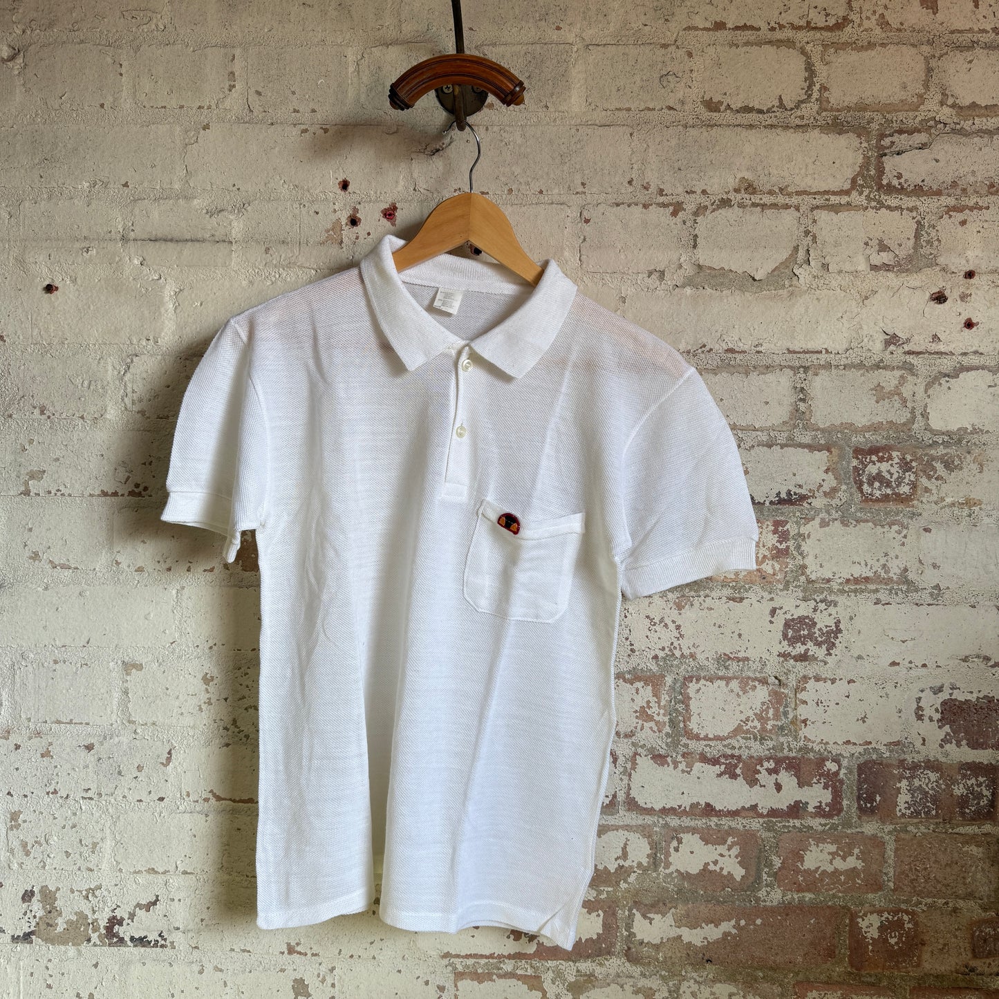 1980s White Ellesse Pocket Polo Shirt Top