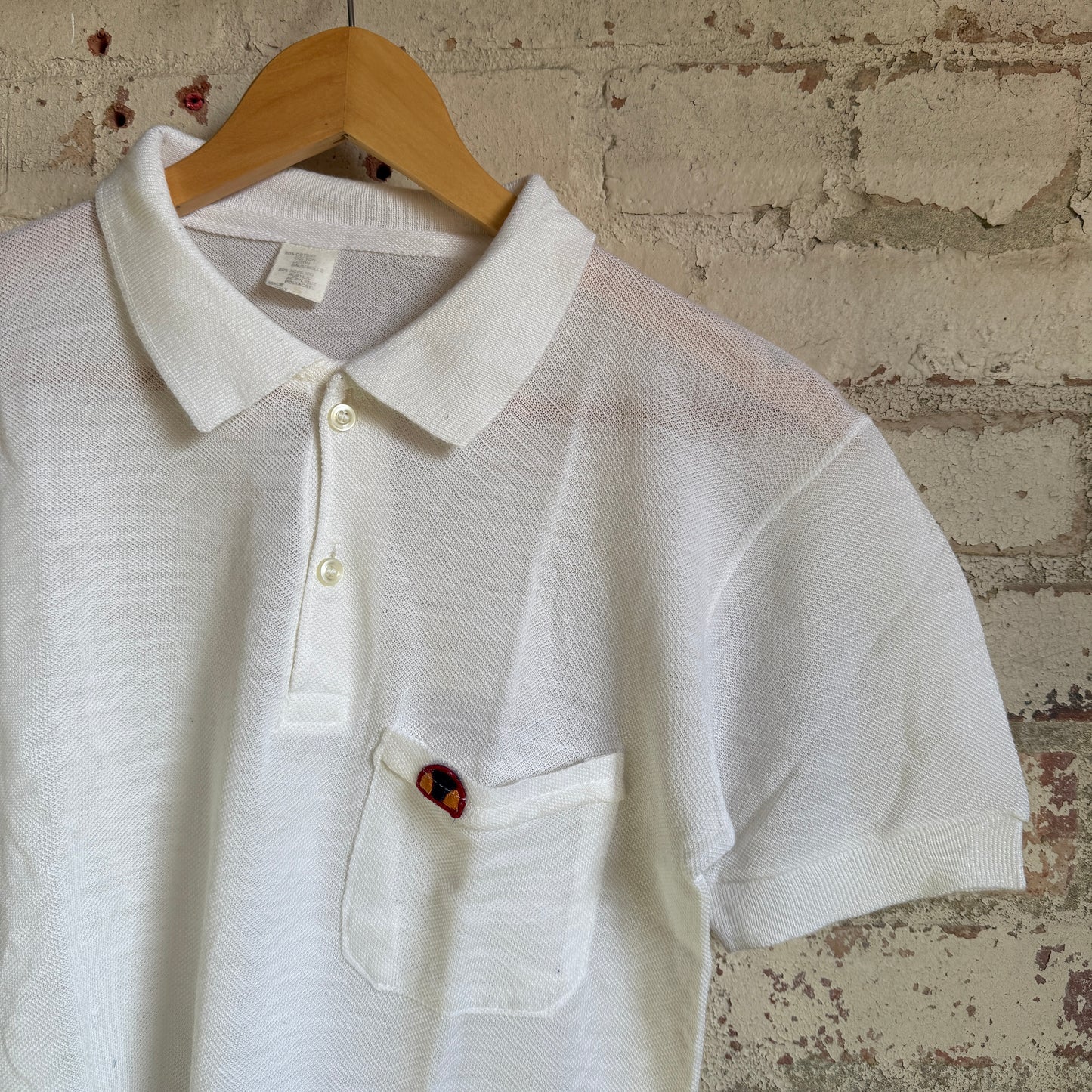 1980s White Ellesse Pocket Polo Shirt Top