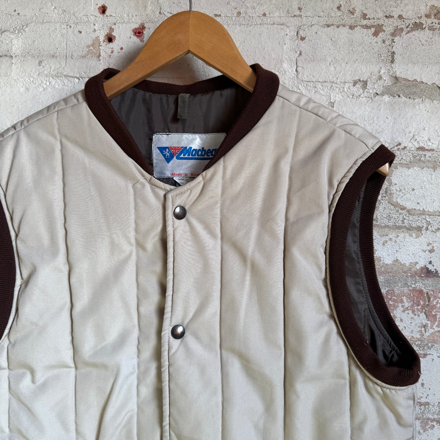 1980s Beige Padded Macbean Gilet Jacket