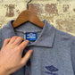 1990s Grey Umbro long Sleeve Polo Shirt Top