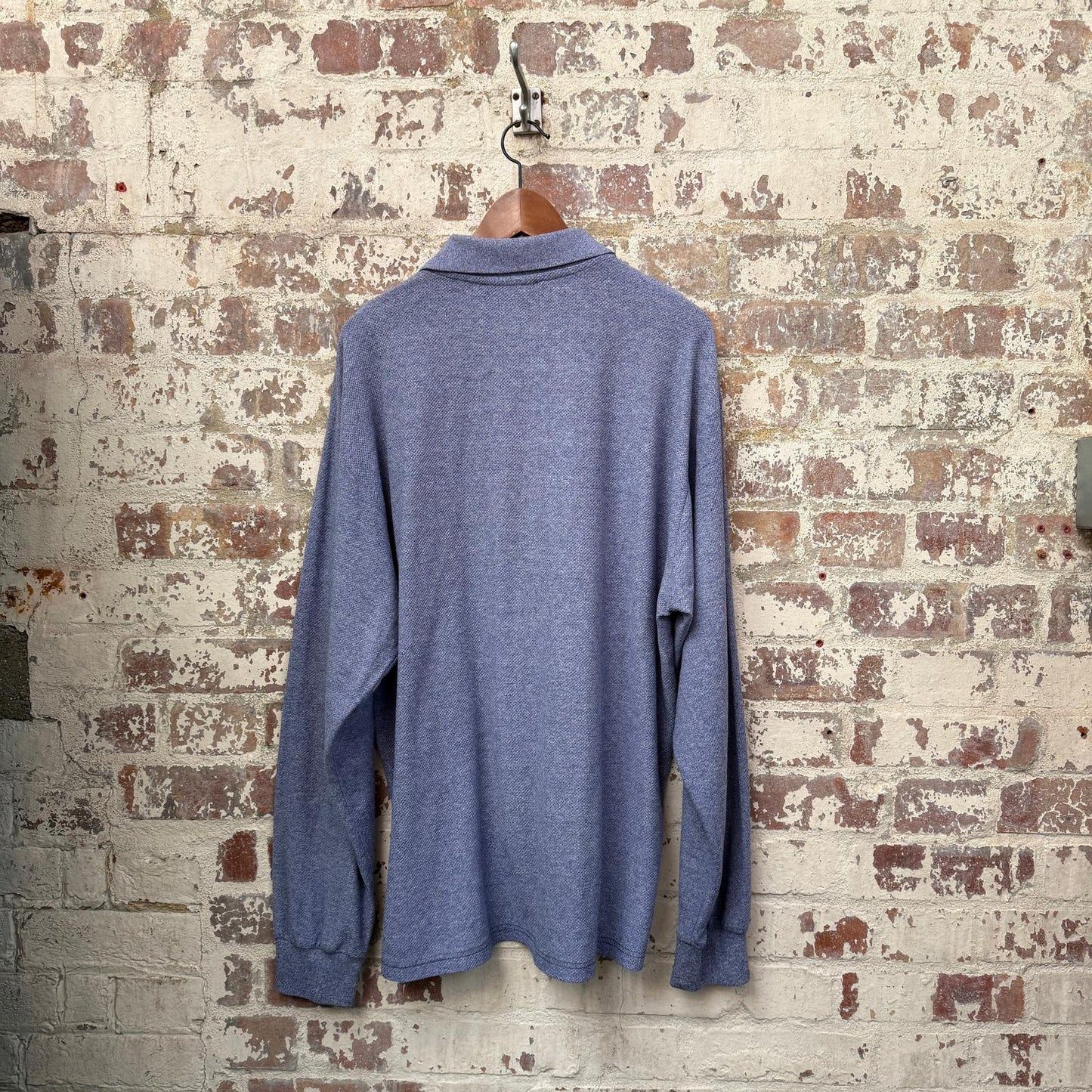 1990s Grey Umbro long Sleeve Polo Shirt Top