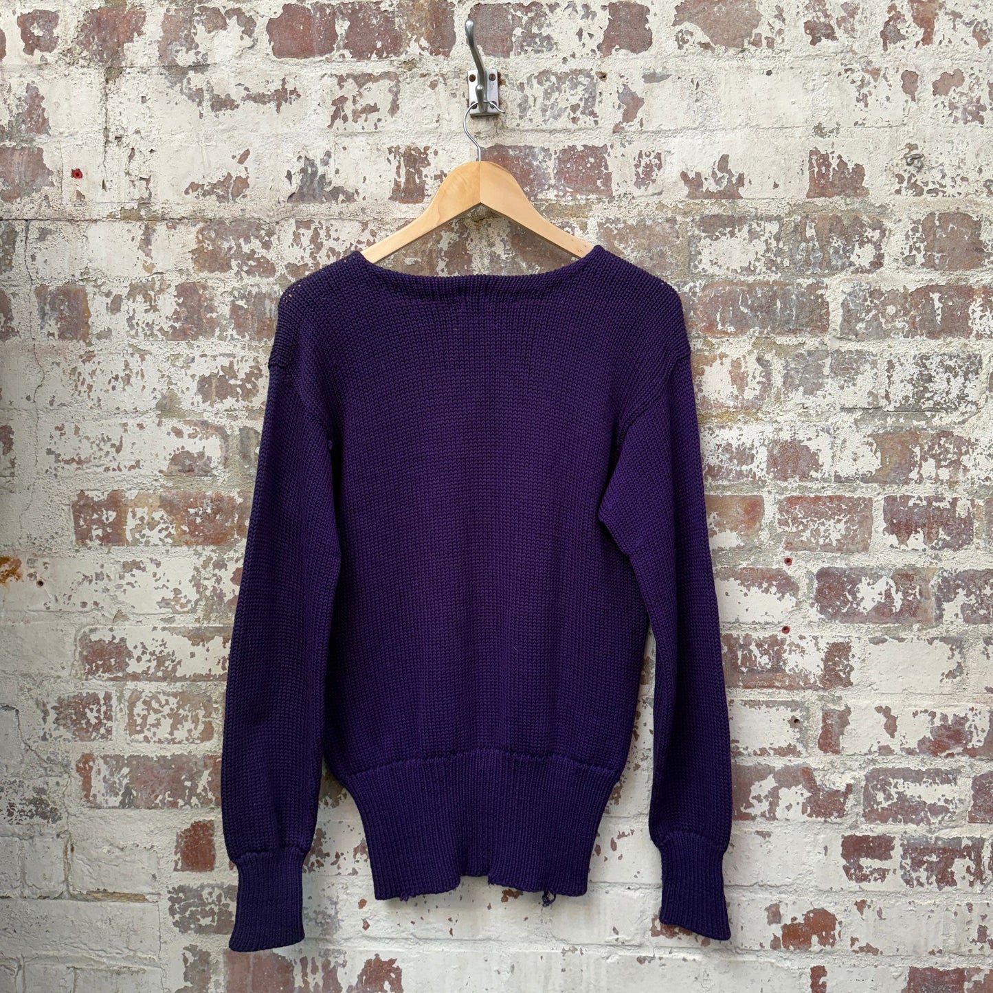 1930s Purple NYU Wool Boat Neck College Knitted Jumper