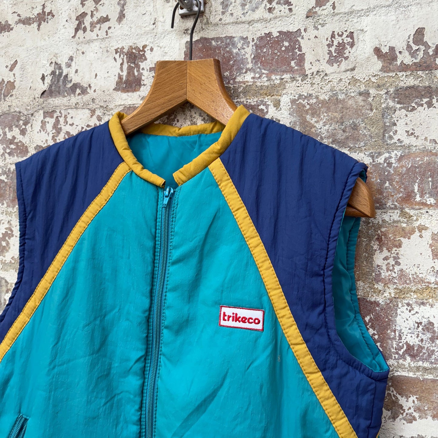 1980s Turquoise Zip Padded Gilet Jacket