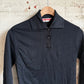 1970s Black Long-sleeve Polo Shirt Top