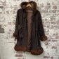 Vintage 1970s 1980s Brown Leather Afghan Jacket Coat