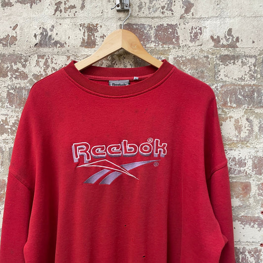 Vintage 1990s Red Reebok Distressed Sweatshirt Jumper