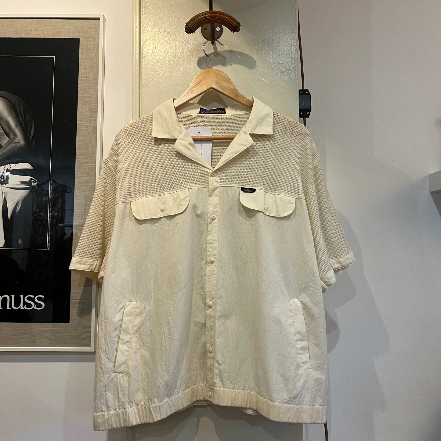 1970s Button Down Mesh Netting Shirt