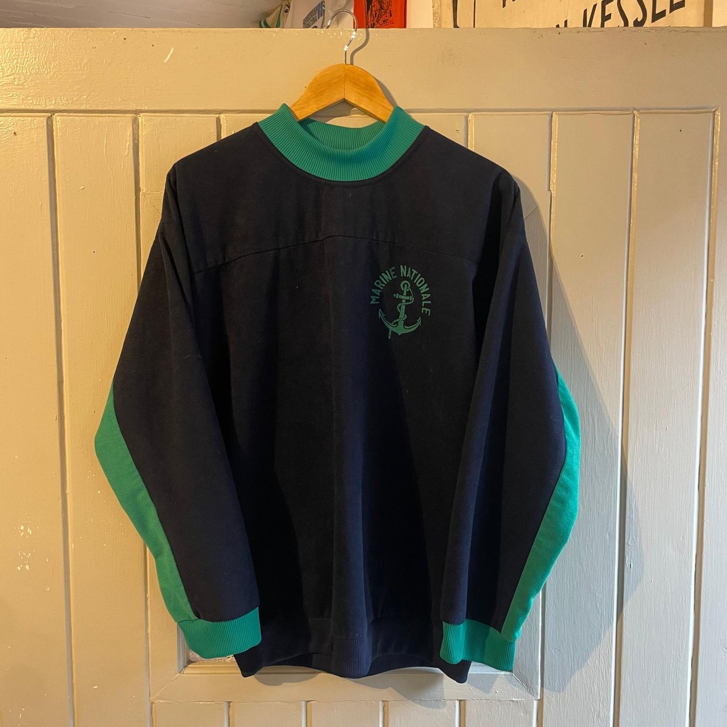 1980s Black and Green Italian Navy Sweatshirt