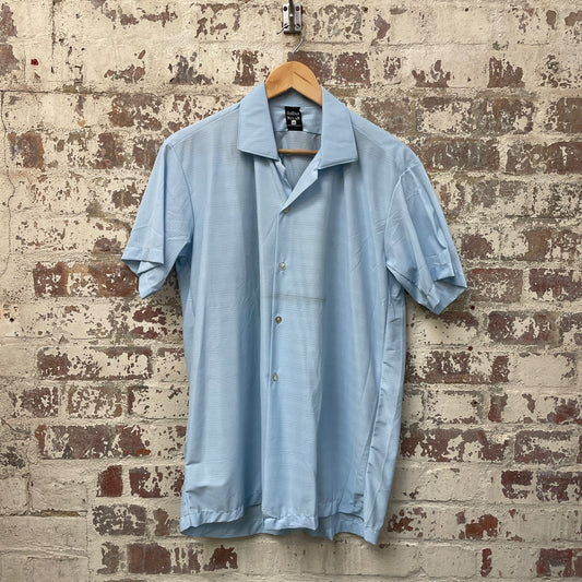 Vintage 1970s 1980s Baby Blue Button Up Leisure Shirt