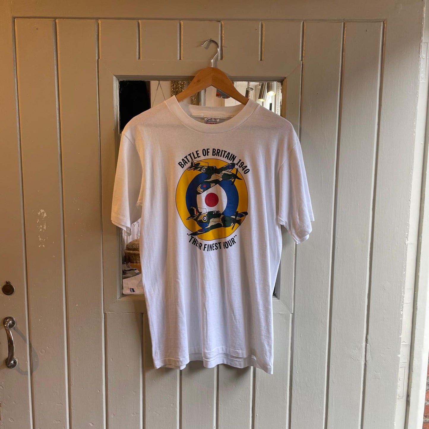 1990s White 'Battle of Britain' graphic Military T-shirt