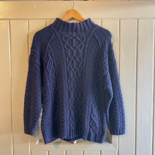 1990s Navy Cotton Argyle Knitted Jumper