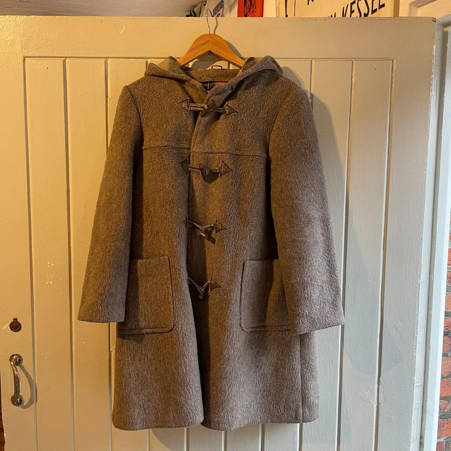 1970s Brown Wool British Duffle Coat Jacket