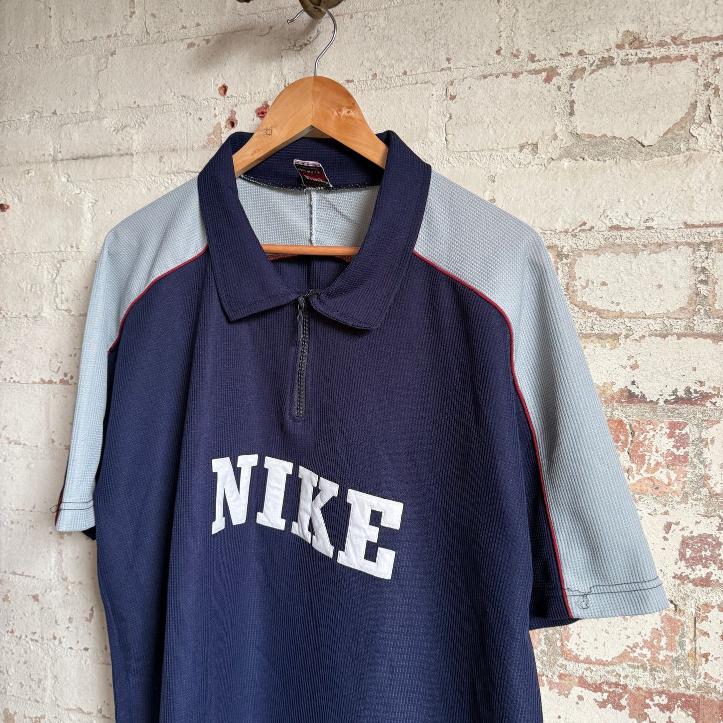 1990s Navy 1/4 Zip Nike Polo Shirt Top