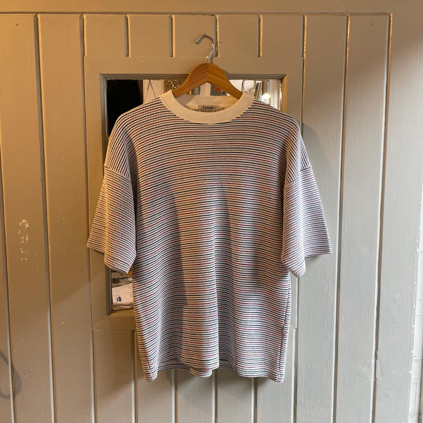 1990s White Knitted Striped T-shirt