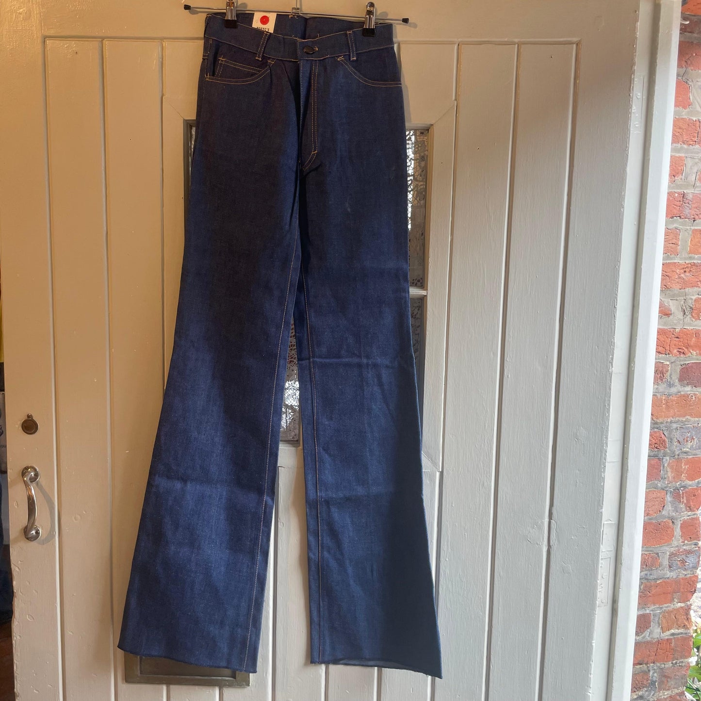 1970s Dark Blue Denim Flared Jeans