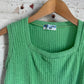 1970s Green Knitted Tie Waist Tank Top Jumper