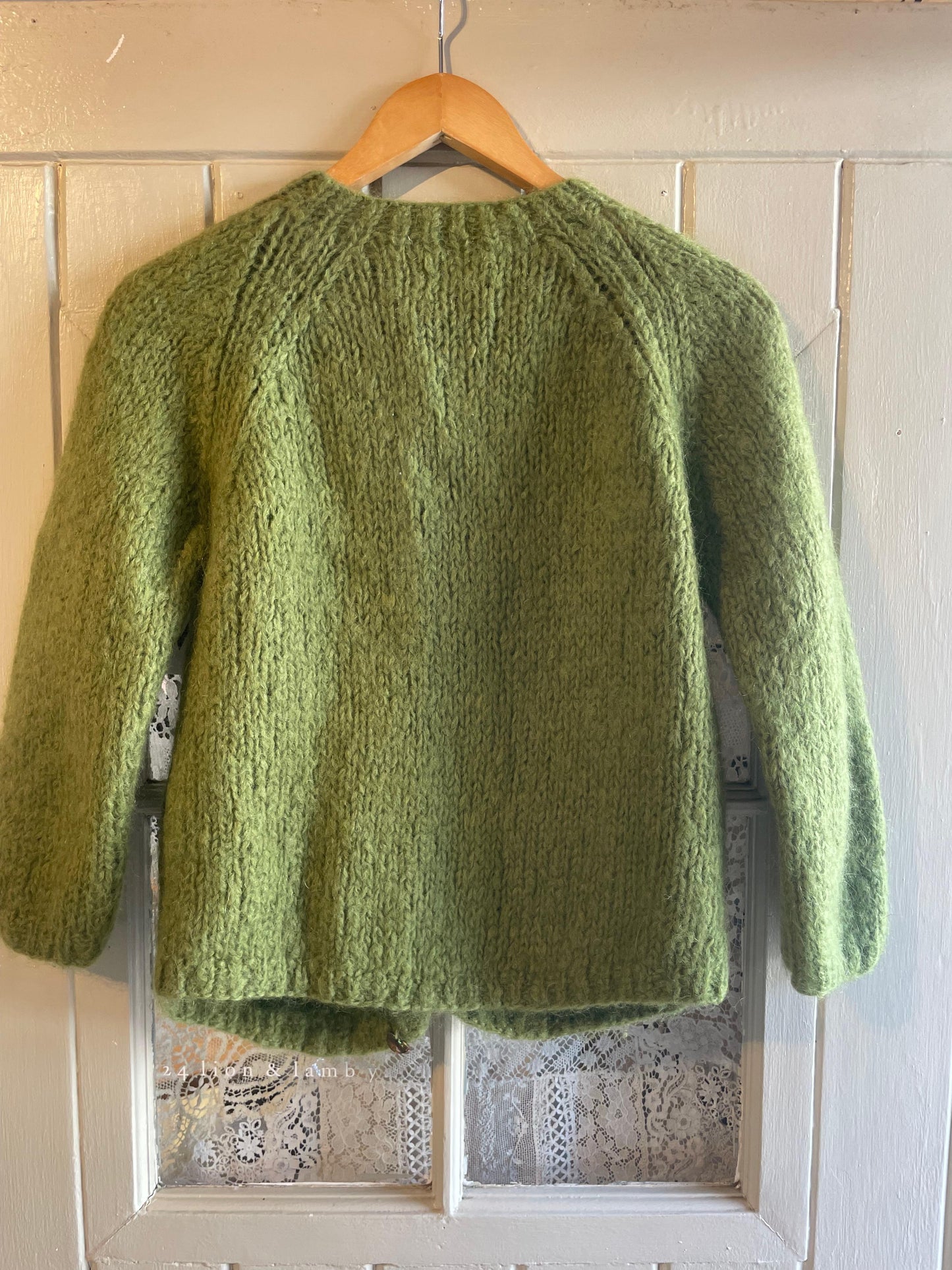 1960s Green Mohair Italian Knitted Cardigan Jumper