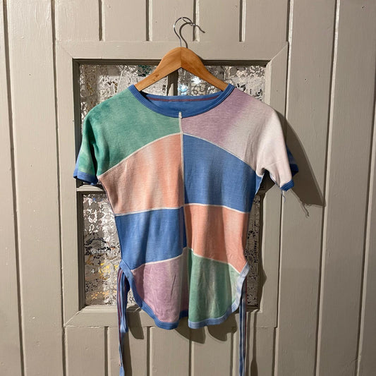 1970s Pastel Block Colour Blouse T-Shirt