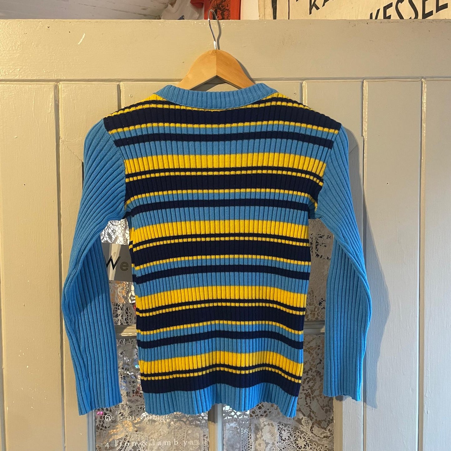 1970s Blue Striped Knitted Jumper