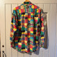1980s Multicoloured Patchwork Long Sleeve Button Up Shirt