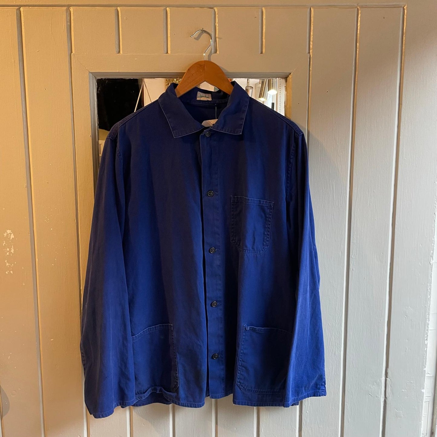 1970s Blue Light Navy Cotton Chore Work Jacket