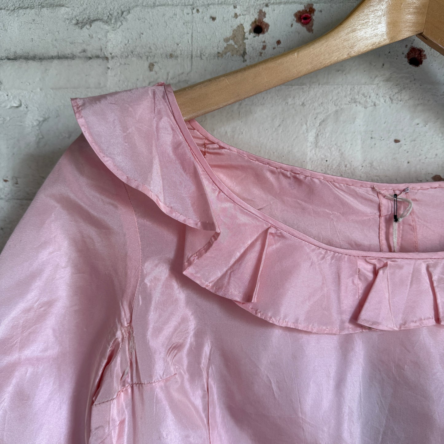 1960s Pink Silk Zip Blouse