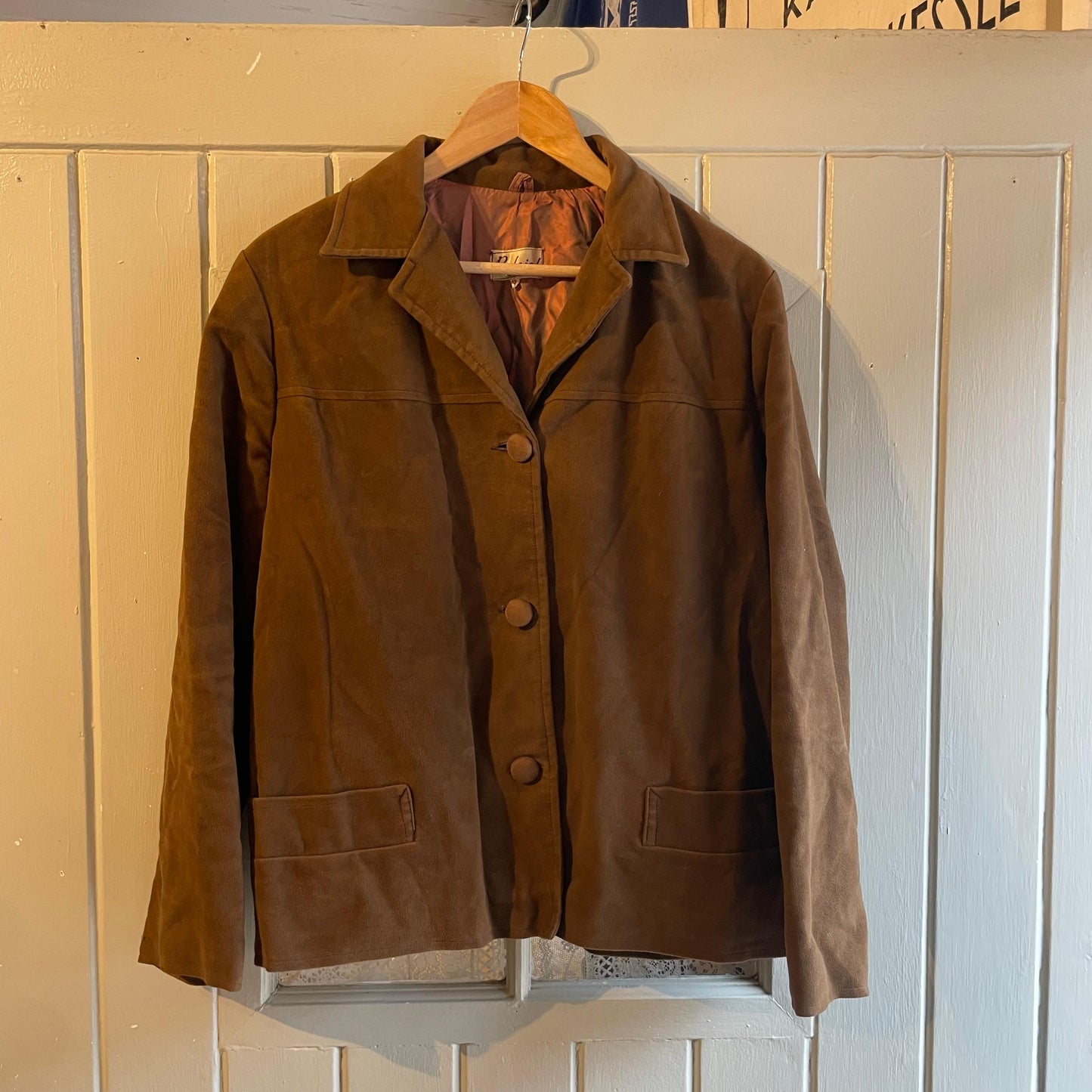 1950s Brown Suede Button British Jacket