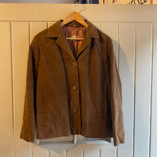 1950s Brown Suede Button British Jacket