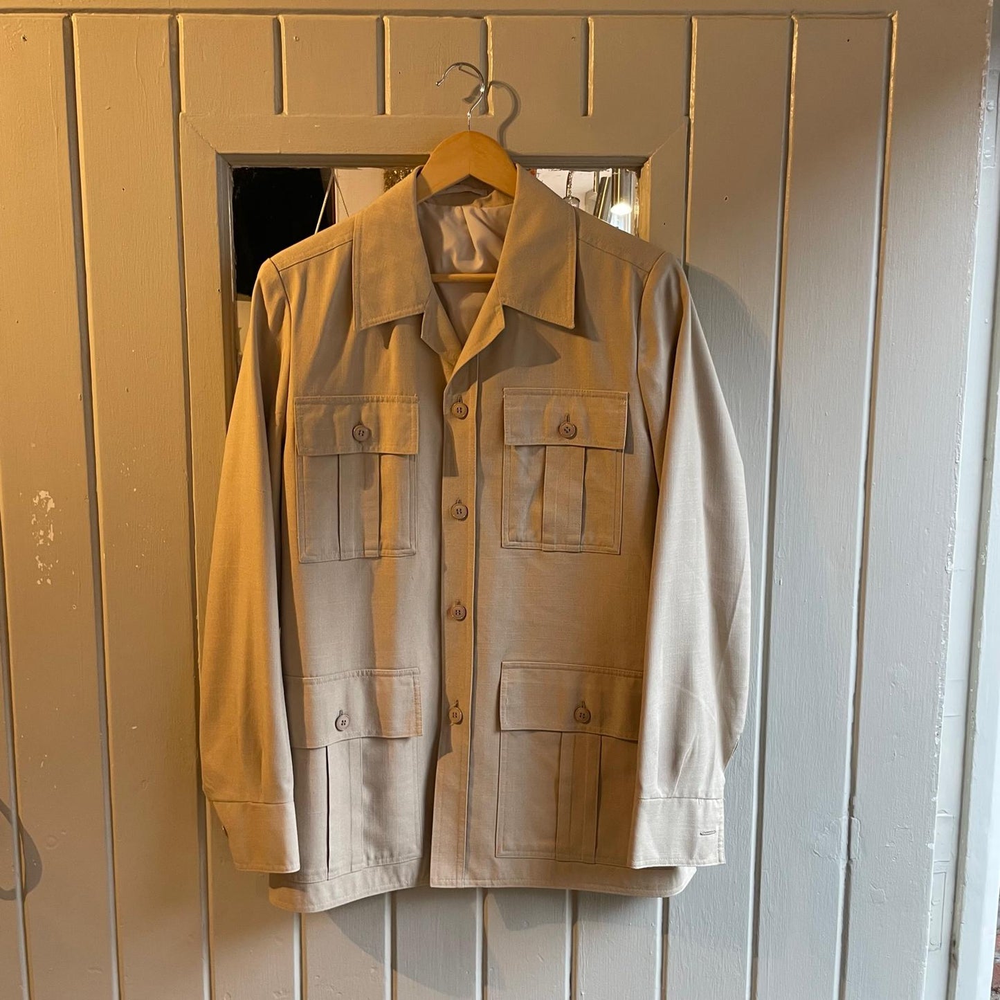 1970s Cream Cotton Safari Button Jacket