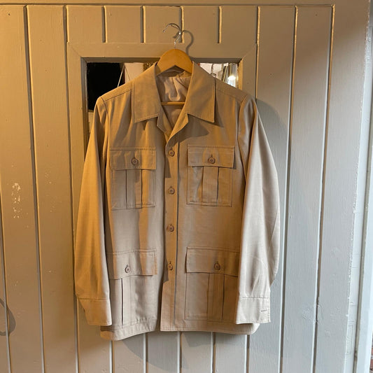 1970s Cream Cotton Safari Button Jacket