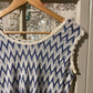 1970s White and Blue Knitted Vest Blouse